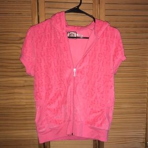 NWOT JUICY COUTURE SHORT SLEEVE HOODIE SIZE LARGE